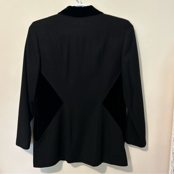 Urban Wool Jacket Women’s 12 Black Merino Wool & Velvet Business Career Holiday - Picture 3 of 11